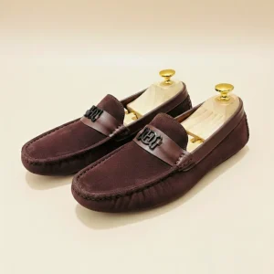Chocolate Suede Buckle Loafer