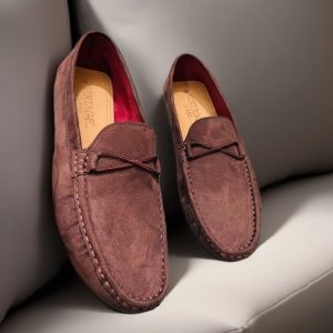 Elegant Choco Velvet Glass Loafer