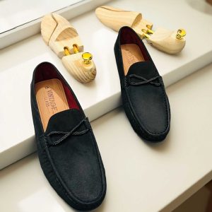 Elegant Black Velvet Glass Loafer